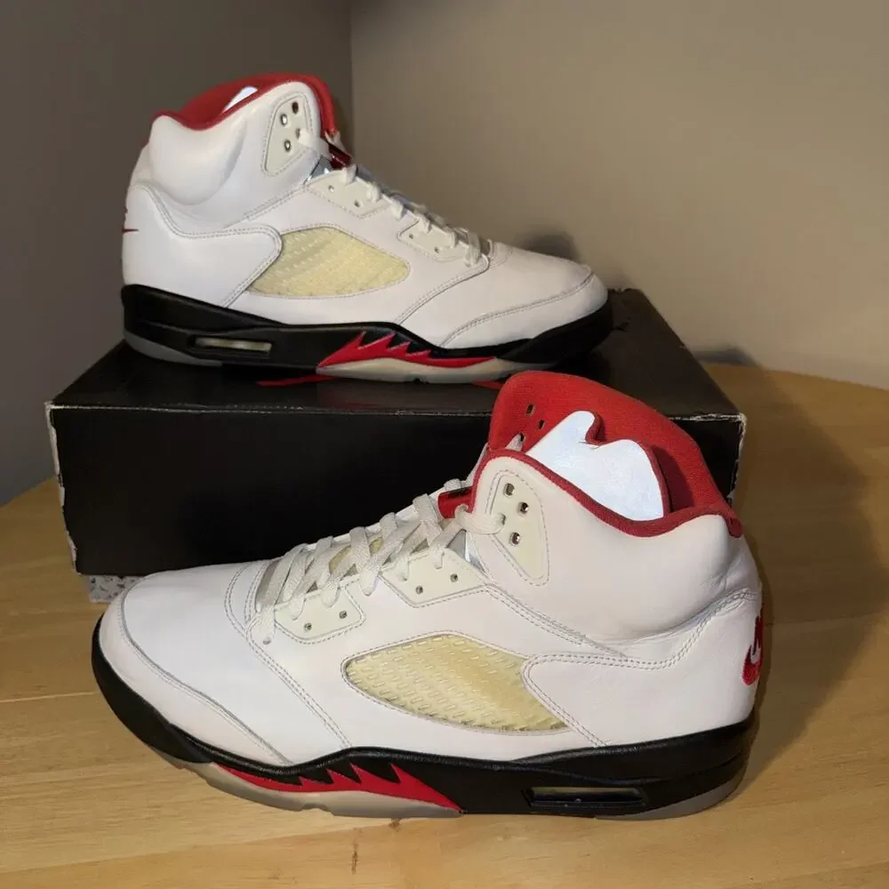 Size 14 - Air Jordan 5 Retro Fire Red 2020 DA1911-102 White Black True Red W Box